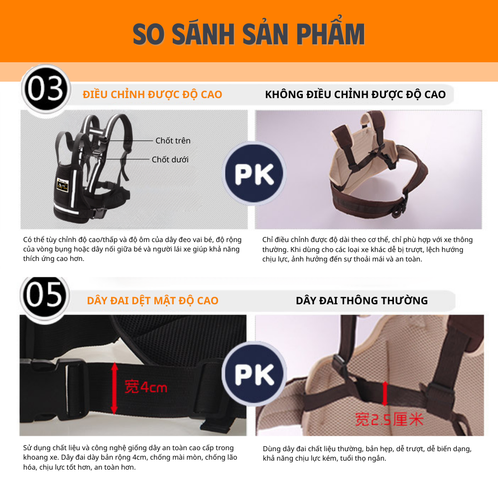 Đai an toàn xe máy RS5 khoá inox cao cấp, dây đai 2 tầng chống ngã - Ảnh 8