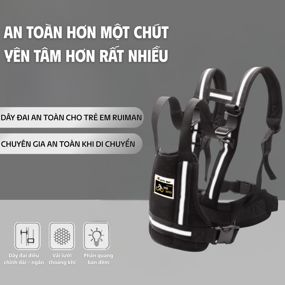 Đai an toàn xe máy RS5 khoá inox cao cấp, dây đai 2 tầng chống ngã - Ảnh 3