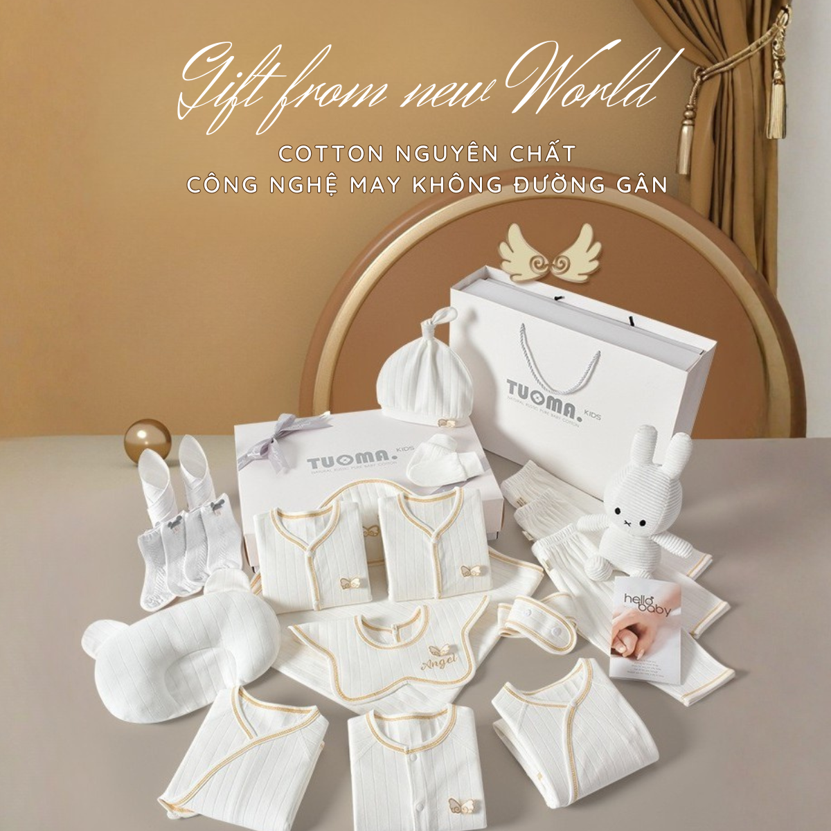 Set quà tặng quần áo sơ sinh TuomaKids 16 món cho bé 0 - 3m - Ảnh 2