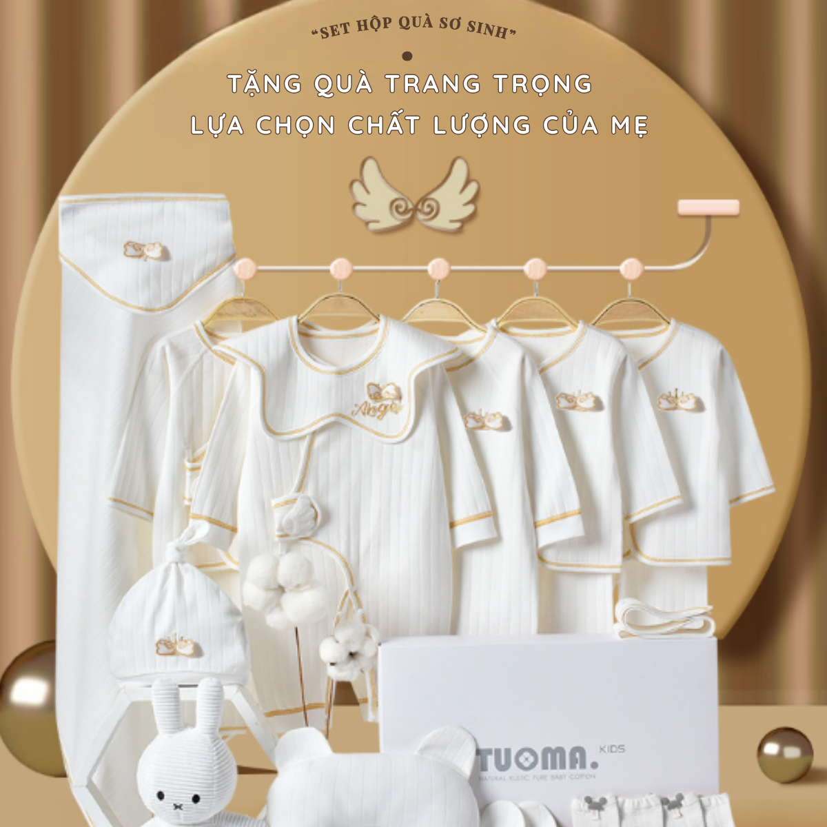 Set quà tặng quần áo sơ sinh TuomaKids 16 món cho bé 0 - 3m - Ảnh 3