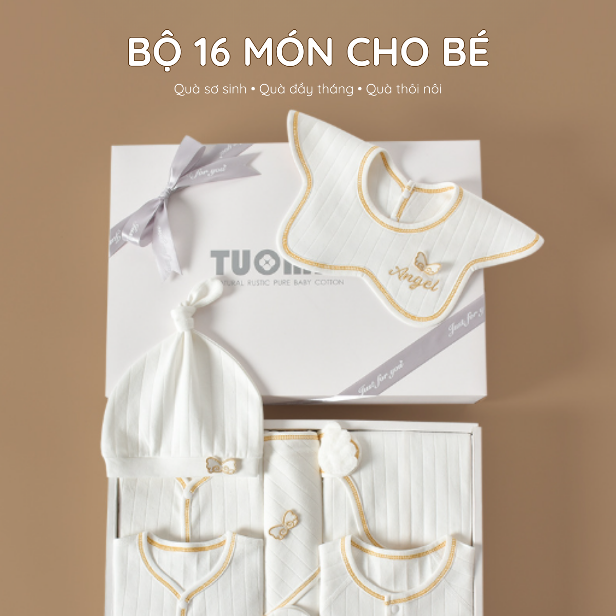 Set quà tặng quần áo sơ sinh TuomaKids 16 món cho bé 0 - 3m - Ảnh 8