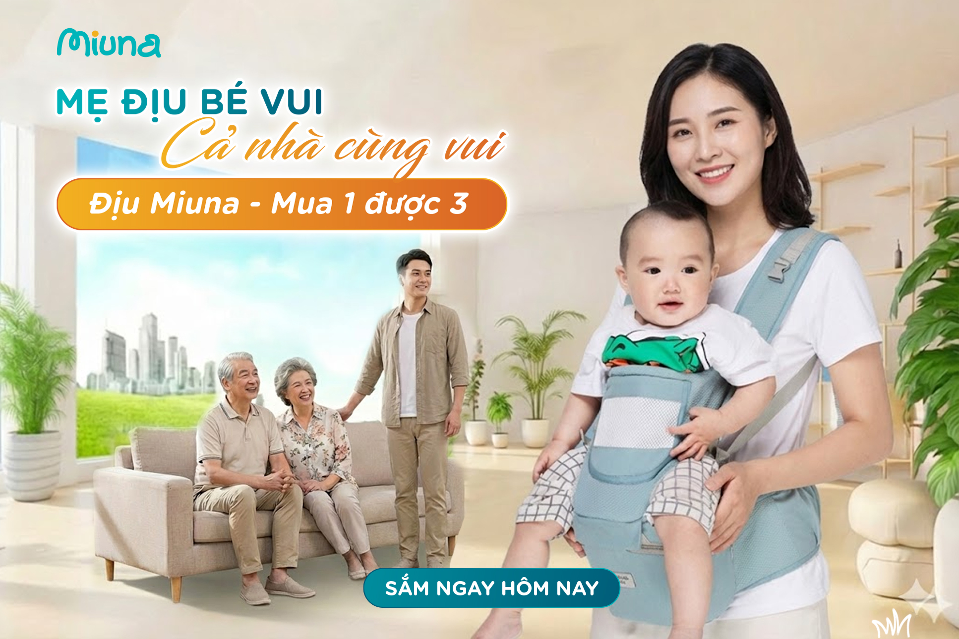 địu em bé miuna