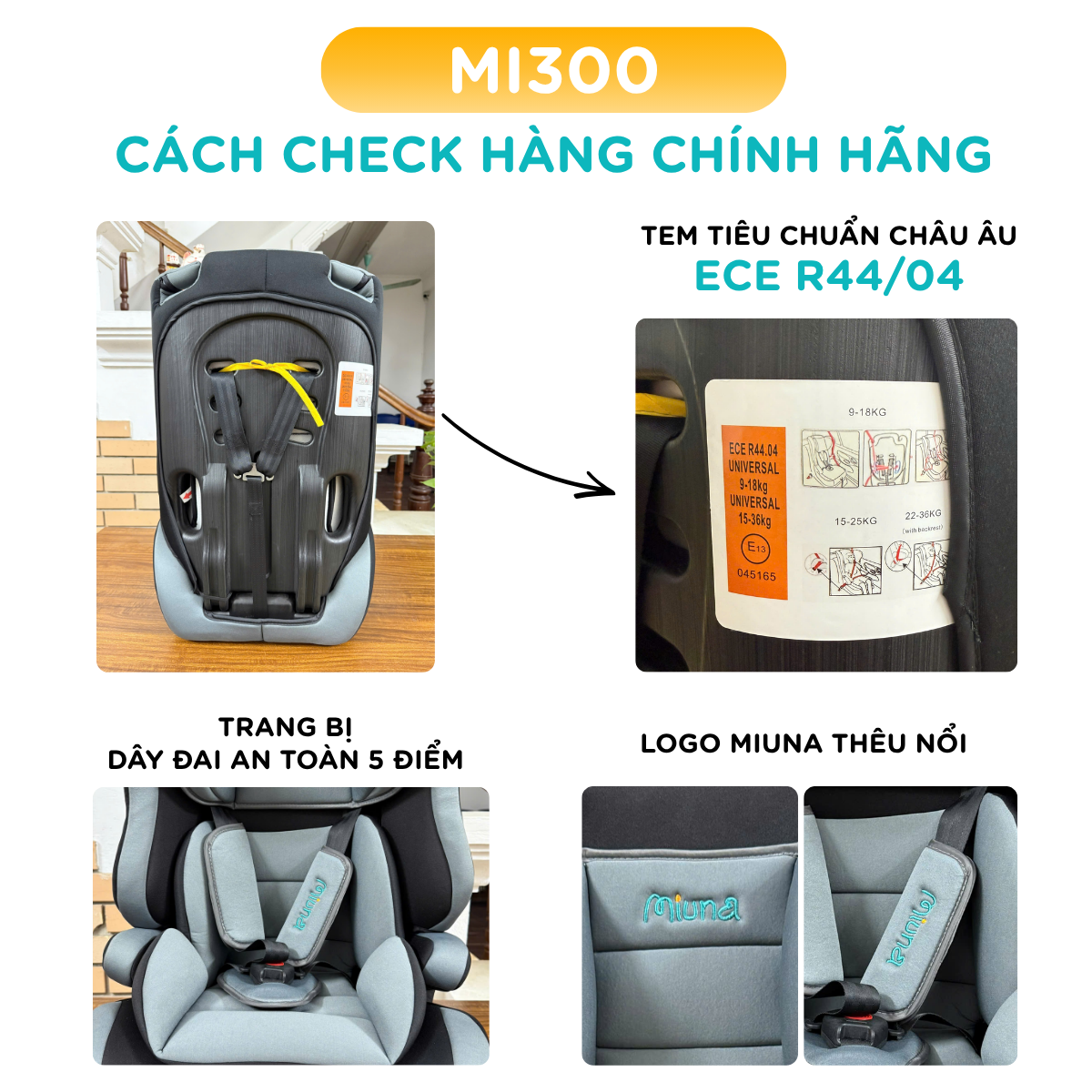 Ghế ngồi ô tô cho bé Miuna MI300 đạt chuẩn ECE R44 (cho bé từ 9m-12y) - Ảnh 13