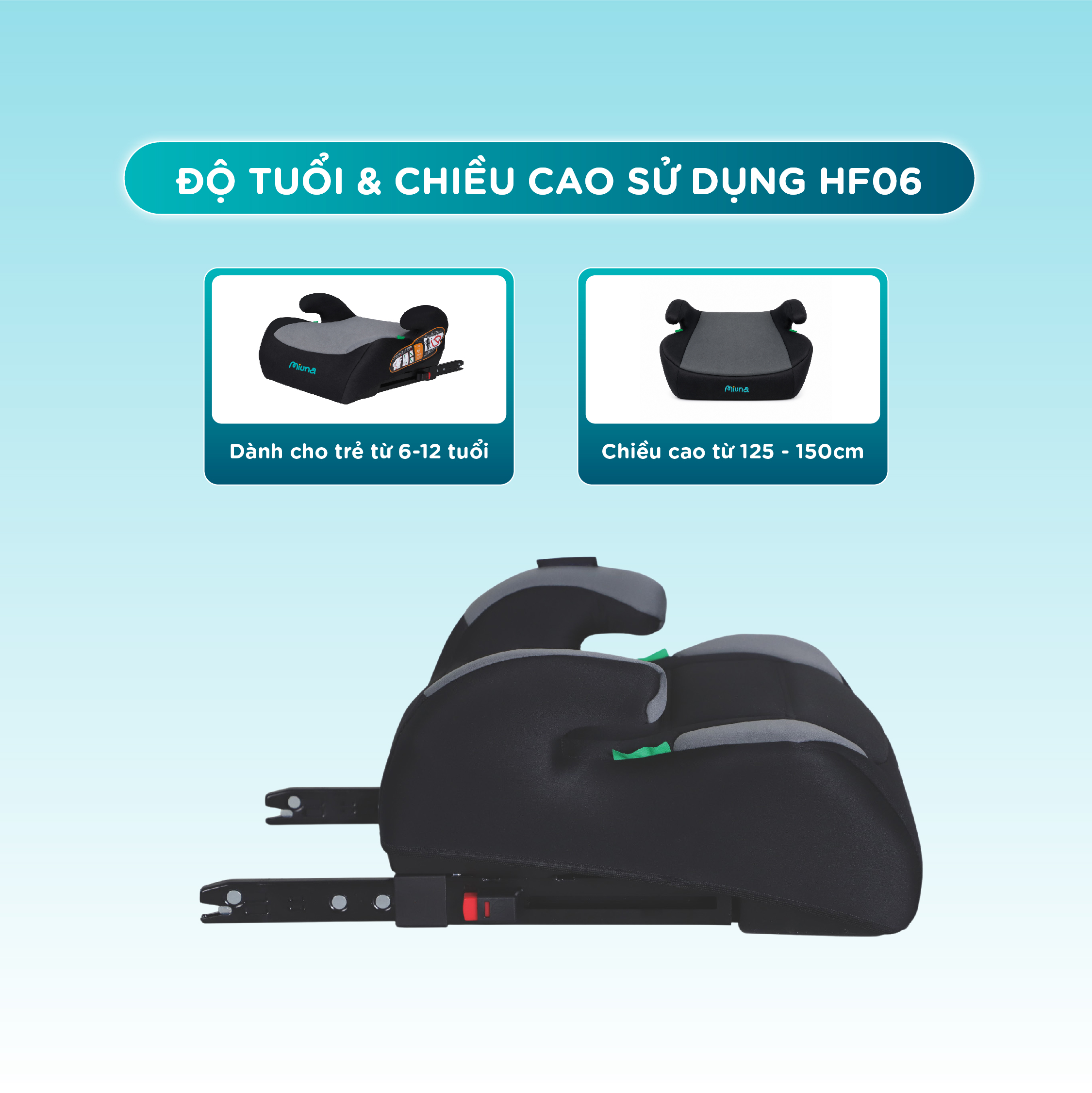 Đệm nâng ghế ô tô trẻ em Booster Seat MIUNA HF06, có isofix (6-12 tuổi) - Ảnh 5
