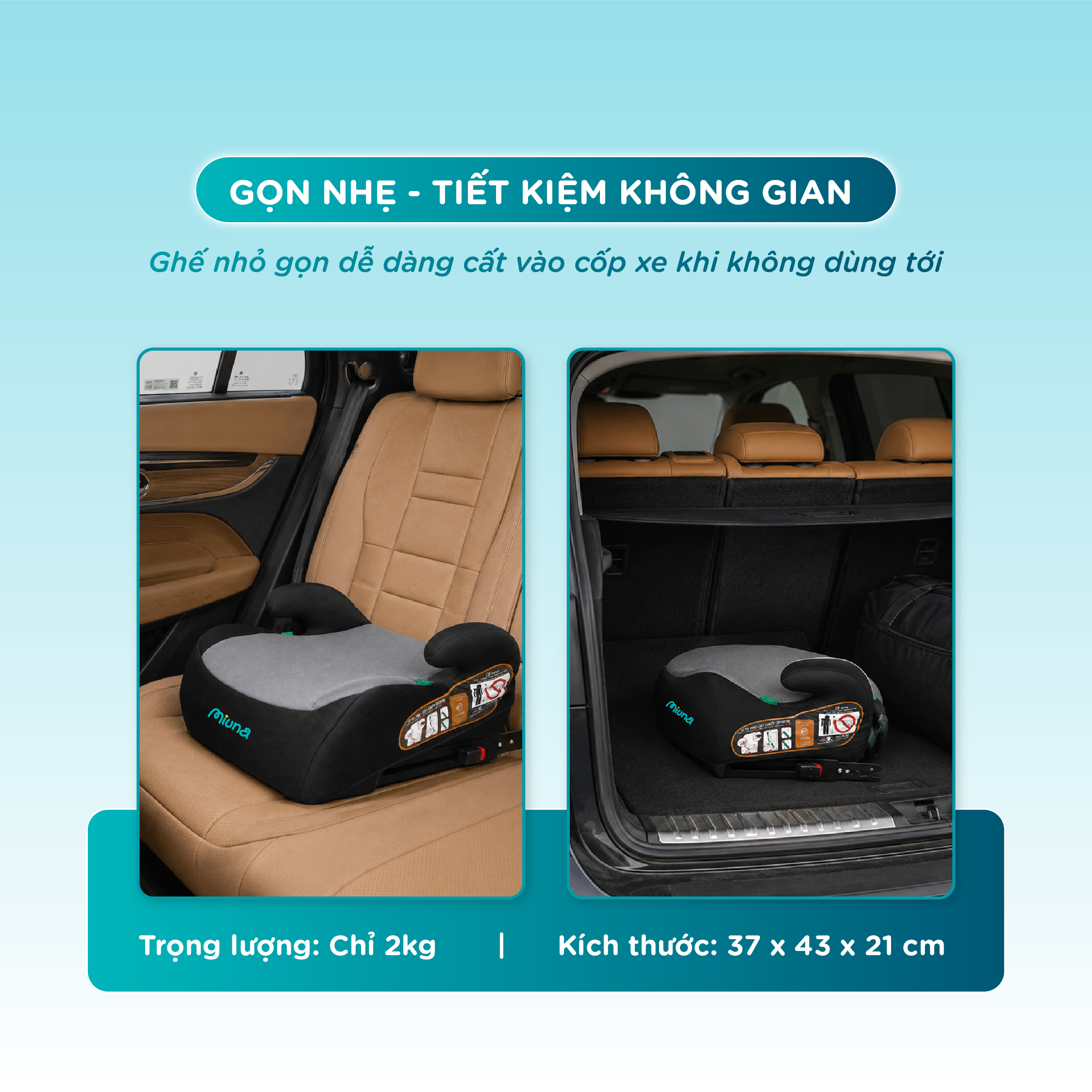 Đệm nâng ghế ô tô trẻ em Booster Seat MIUNA HF06, có isofix (6-12 tuổi) - Ảnh 7