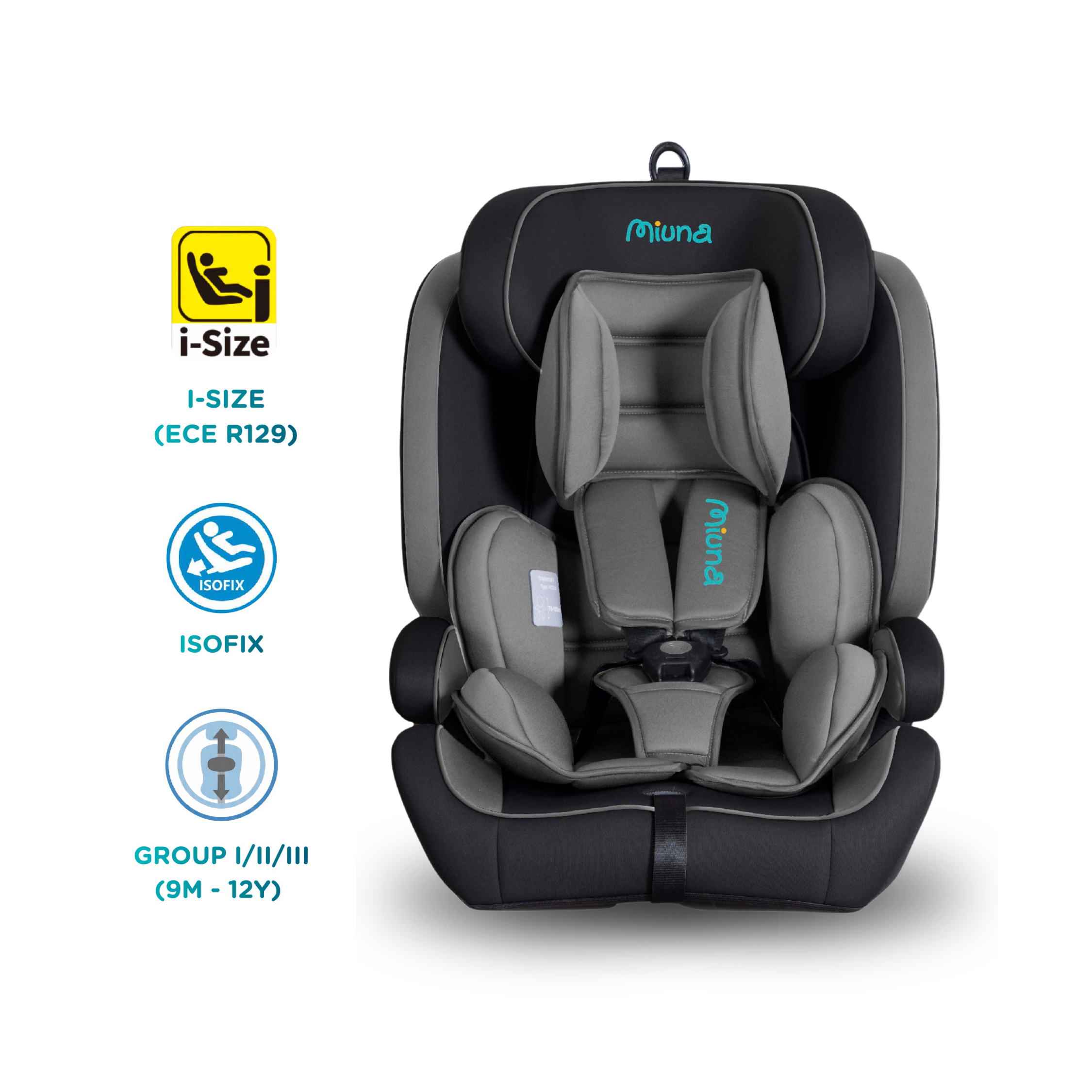 Ghế ô tô trẻ em Miuna Mi300pro Đạt chuẩn i-Size, Lắp đặt ISOFIX (9m-12y)